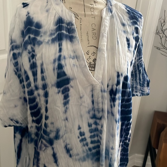 Natural life 100% cotton maxi dress with pockets blue and white - Picture 2 of 6